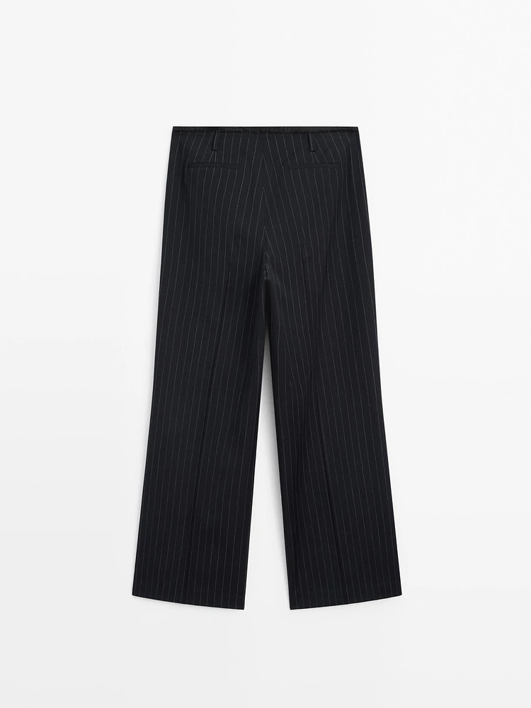 Pantalon à rayures tennis en laine mélangée