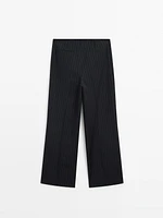 Pantalon à rayures tennis en laine mélangée