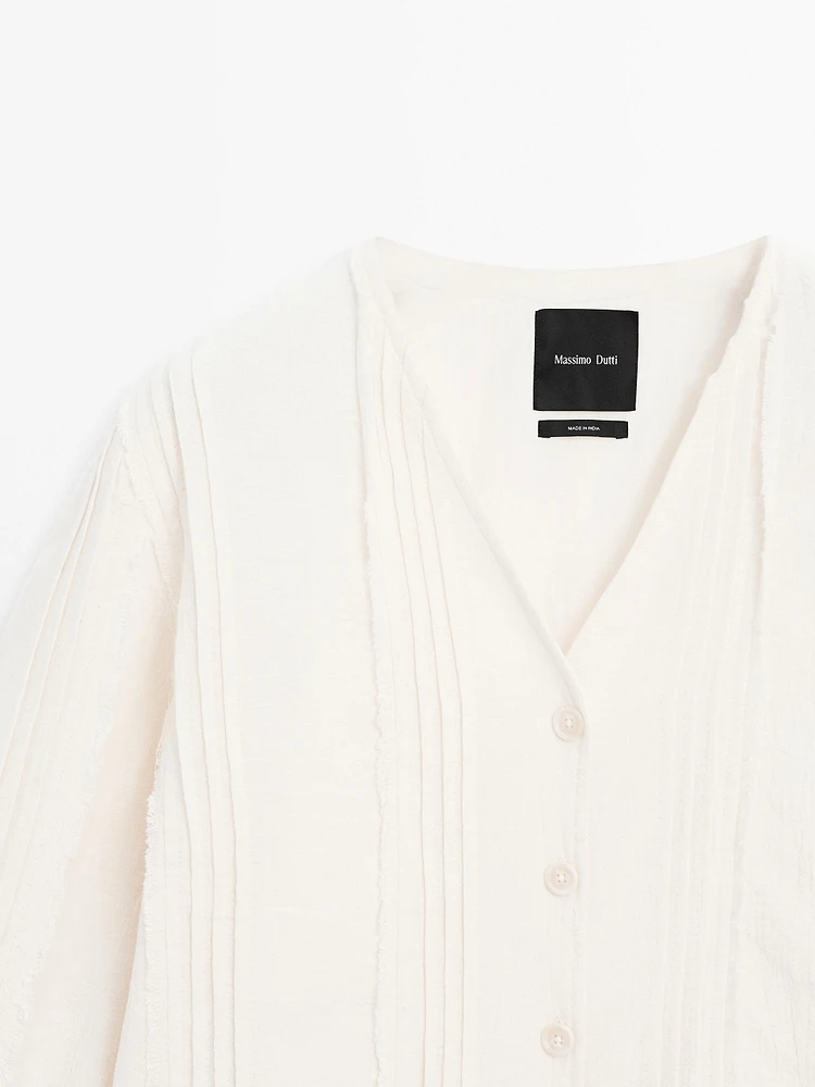 Cotton blend blouse with embroidery