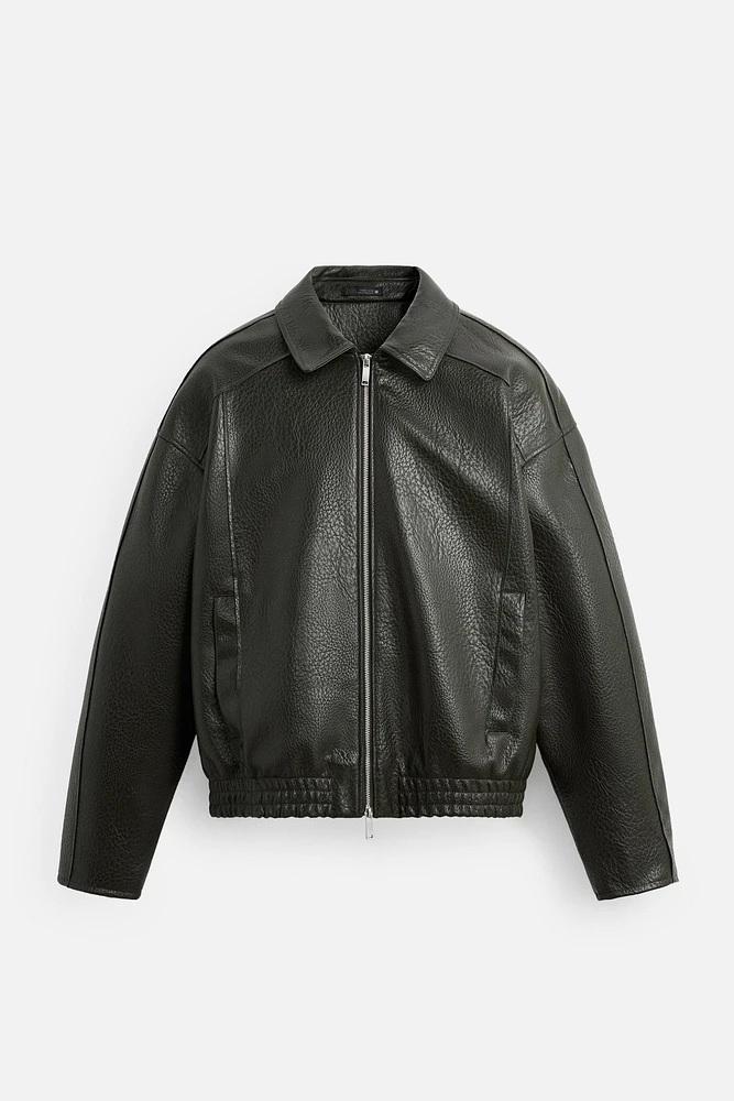EMBOSSED FAUX LEATHER JACKET
