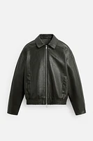 EMBOSSED FAUX LEATHER JACKET