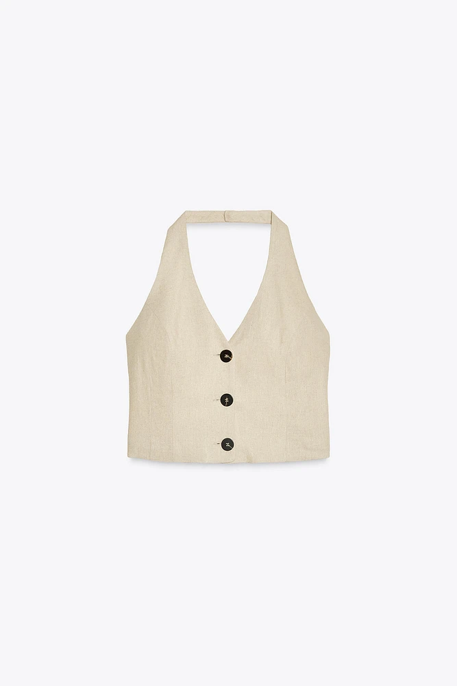 LINEN HALTER TOP