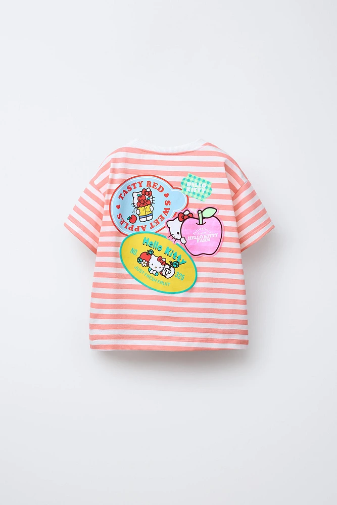 HELLO KITTY © SANRIO STRIPED PRINT AND PATCH T-SHIRT