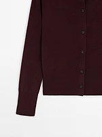 Wool mock turtleneck cardigan