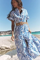 BELTED PRINTED SHIRT DRESS