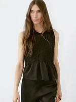 Flowing halter top with gathered detail