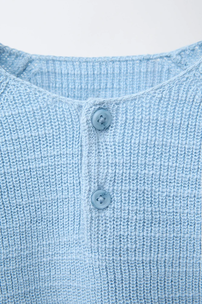 KNIT HENLEY SWEATER