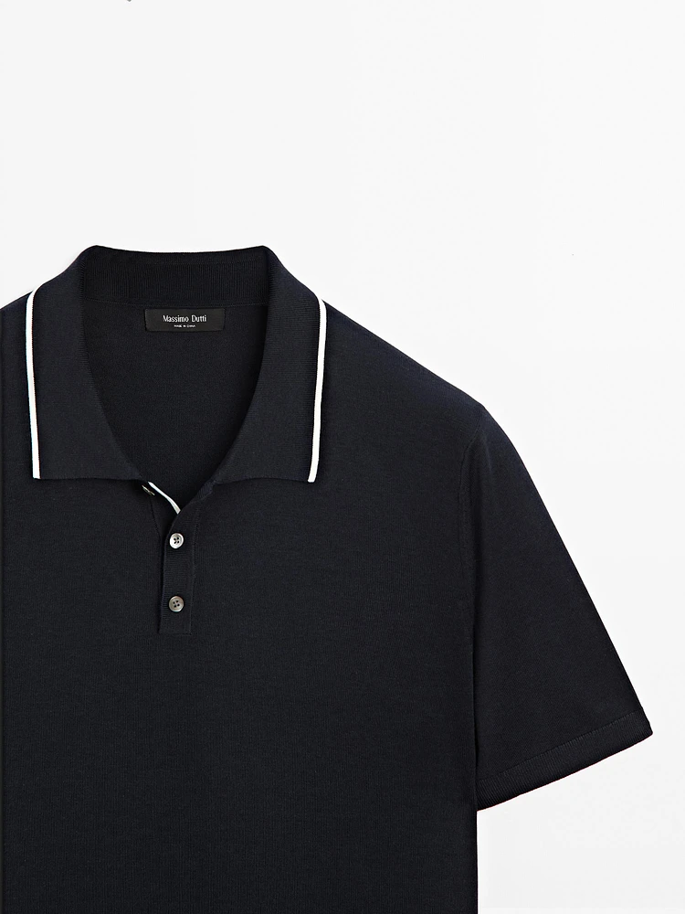 Polo en maille avec col coloré