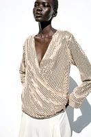 SEQUIN WRAP BLOUSE