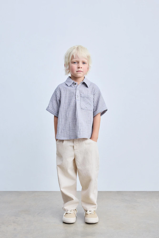PANTALON BAGGY À BOUTONS EN LIN