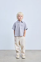 PANTALON BAGGY À BOUTONS EN LIN