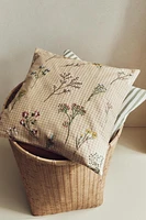 EMBROIDERED FLORAL THROW PILLOW COVER