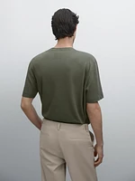 Short-sleeved T-shirt with linen