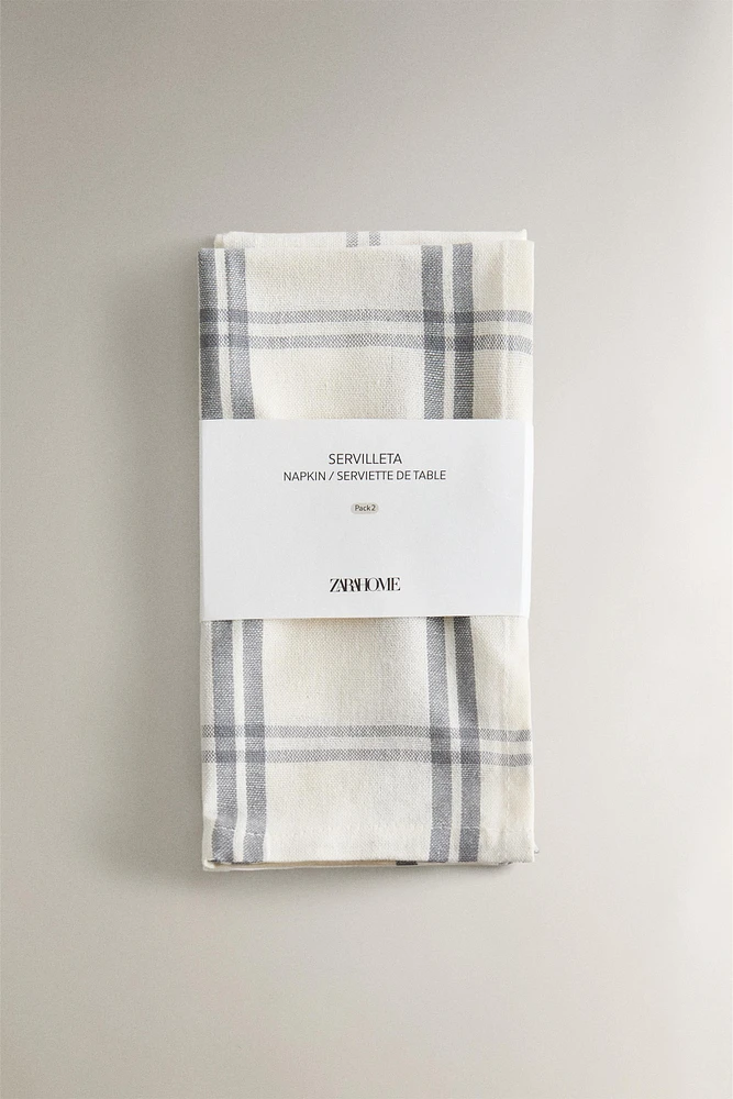 CHECK COTTON NAPKINS (SET OF 2