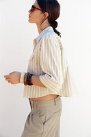 METALLIC THREAD STRIPED CROP TOP