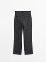 Straight-leg flecked cotton blend trousers