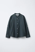 LINEN MANDARIN COLLAR SHIRT