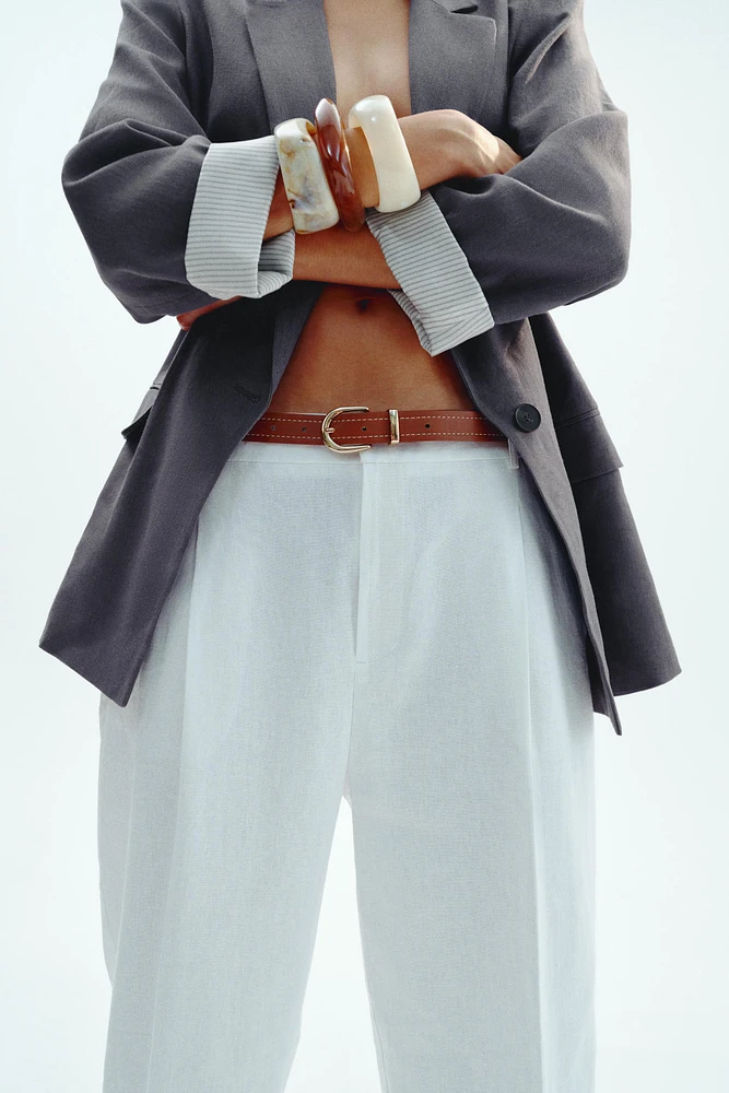 PANTALON DROIT AVEC CEINTURE EN LIN