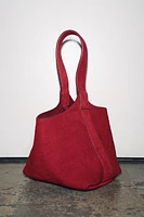 BRAIDED SPLIT LEATHER MINI BUCKET BAG