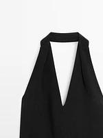 Robe midi encolure américaine dos décolleté