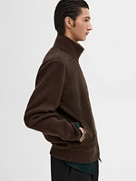 Contrast knit suede leather jacket