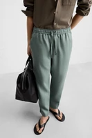 100% LINEN REGULAR FIT PANTS