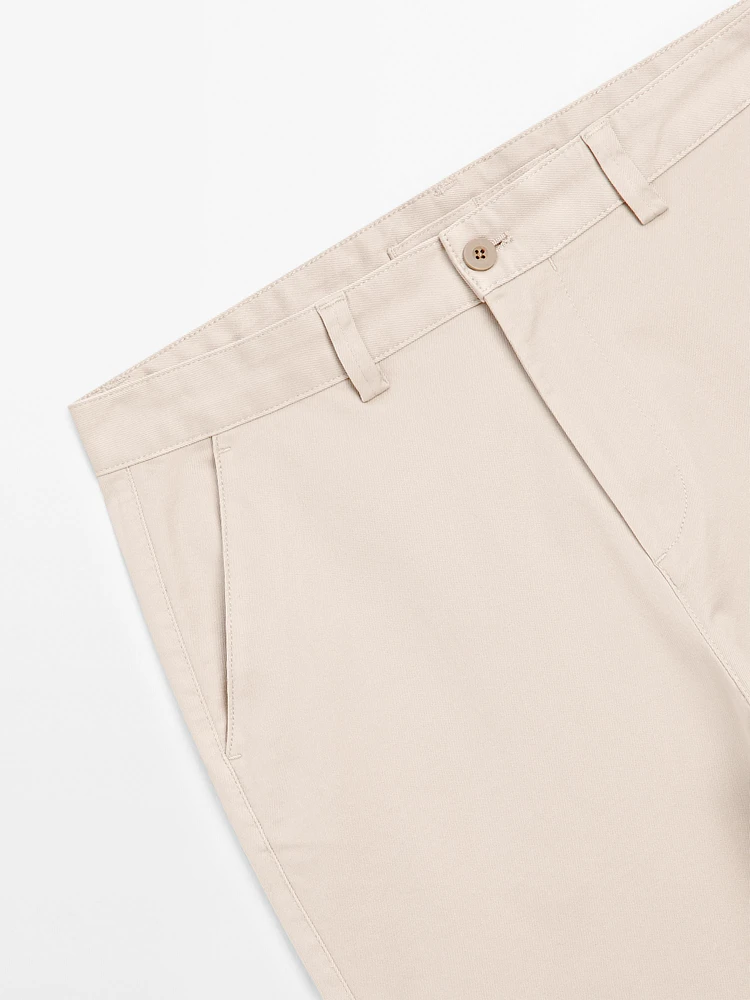 Cotton blend relaxed fit cropped trousers