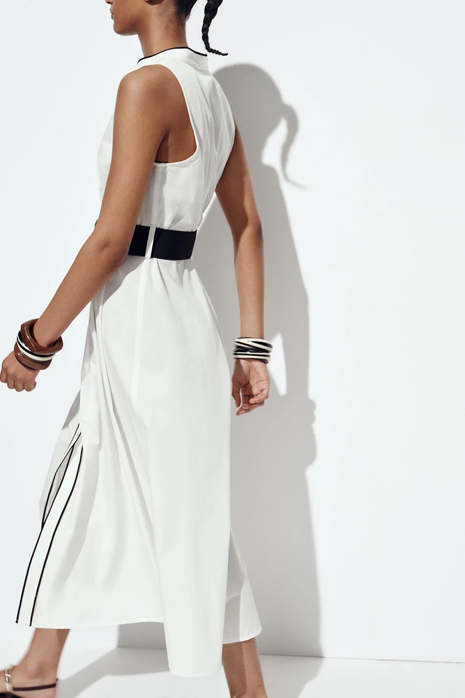 ROBE MIDI EN POPELINE LISERÉS CONTRASTE