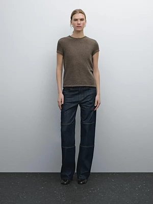 Short sleeve T-shirt with textured detail