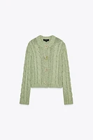 KNIT JACKET WITH FLOWER BUTTONS