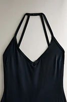 PLAIN BEACH SWIMSUIT WITH STRAPS AT THE BACK