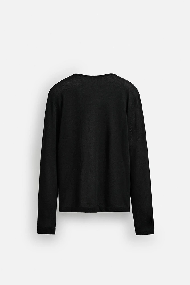 T-SHIRT SEMI-TRANSPARENT COL OUVERTURE