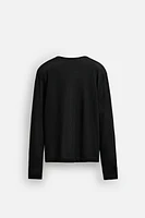 SEMI-SHEER T-SHIRT WITH FRONT OPENING