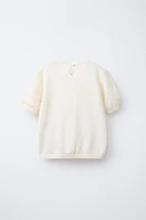FLORAL TULLE KNIT TOP