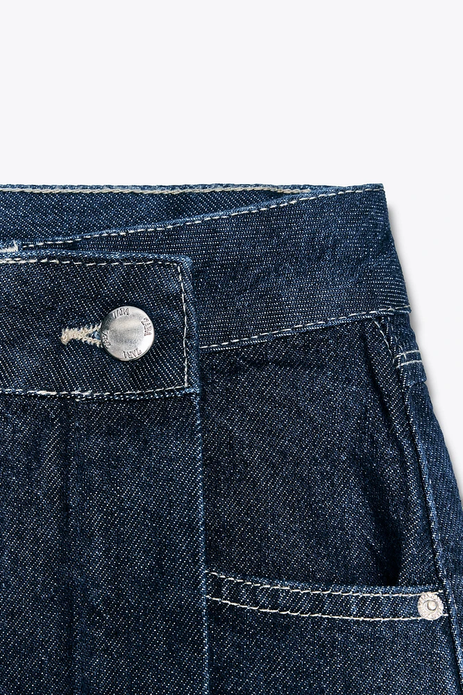 Z1975 JUPE-CULOTTE CROISÉE EN JEAN