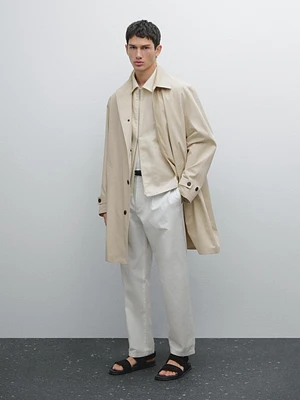 Pantalon relaxed fit en coton mélangé