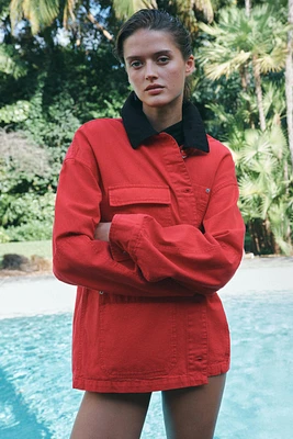 ZW COLLECTION CONTRAST COLLAR OVERSHIRT