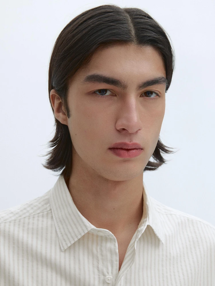 Regular fit striped cotton shirt