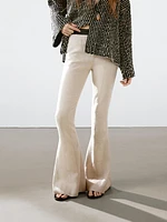 Pantalon flare taille contrastante