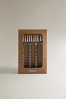 SET OF DESSERT FORKS WITH STRIPED HANDLES (SET OF 4)
