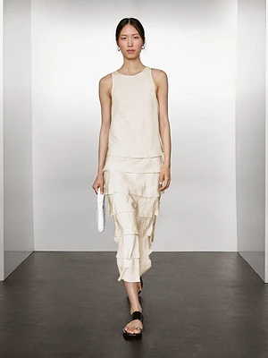 Robe longue fluide à volants