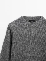 Ribbed knit wool blend sweater