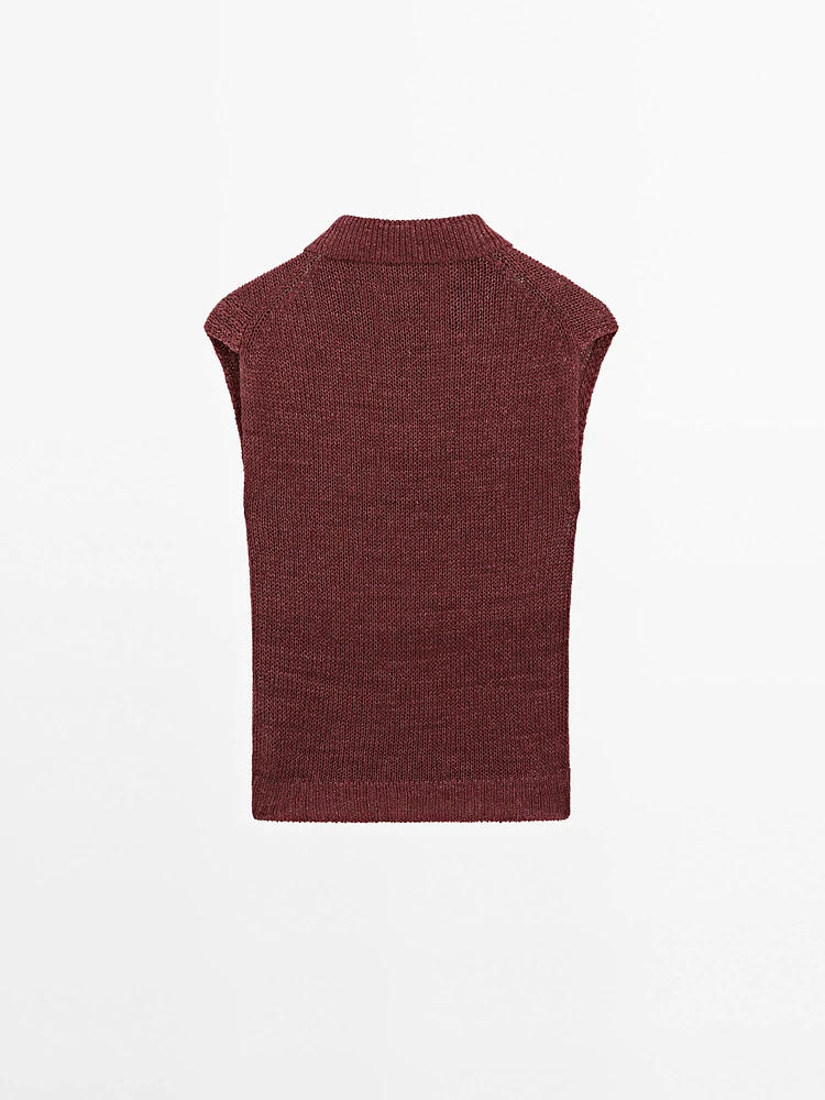 Top en maille effet délavé 100 % lin