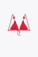 TEXTURED FLOWER TRIANGLE BIKINI TOP