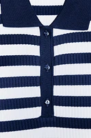 STRIPED RIBBED POLO SHIRT