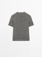 Pull en maille métallisée à manches courtes