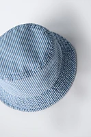 STRIPED DENIM BUCKET HAT