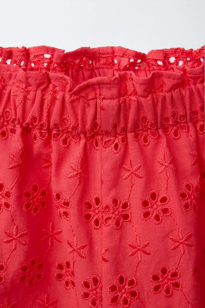 BERMUDA HIGH WAIST FLEURS BRODÉES