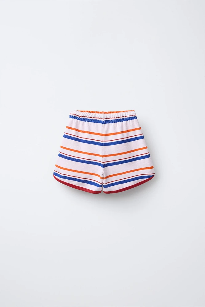 BERMUDA EFFET SERVIETTE RAYURES