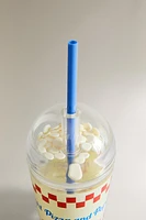 CHILDREN'S PIZZA TUMBLER WITH STRAW